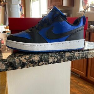 Nike Black and Blue Court Borough Low Recraft GS